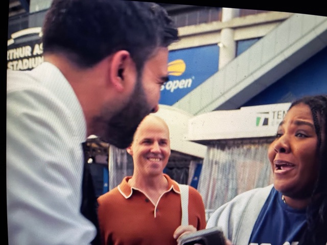 mamdani talking to woman at us open 1